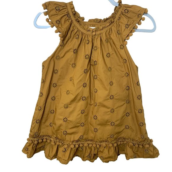 J. Crew Mustard Yellow Eyelet Blouse - Picture 1 of 4